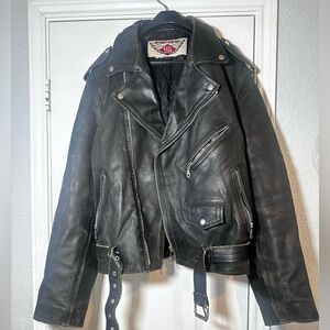 Street Steel Men Leather Motorcycle Bomber Jacket
